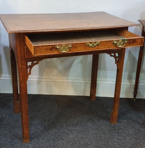 GEORGIAN OAK SIDE TABLE WITH ORIGINAL FITTINGS C1840 - ADDITIONAL PHOTO 4