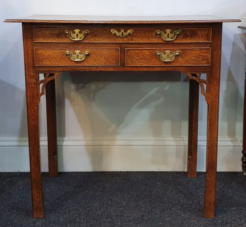 GEORGIAN OAK SIDE TABLE WITH ORIGINAL FITTINGS C1840 - ADDITIONAL PHOTO 5