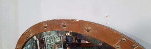 LARGE LIBERTY STYLE ARTS CRAFTS HAMMERED COPPER OVAL MIRROR C1910 - ADDITIONAL PHOTO 3
