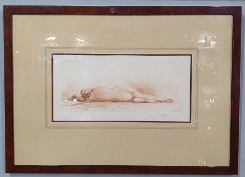 jean vyboud french art deco pencil drawing reclining nude c1930 - CATEGORY: ANTIQUE ART - DATED 1930
