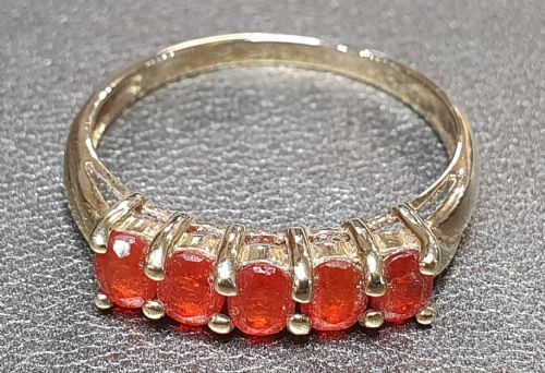 VINTAGE FIRE OPALS 9CT GOLD RING SIZE P 12 - ADDITIONAL PHOTO 4