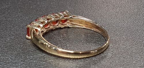 VINTAGE FIRE OPALS 9CT GOLD RING SIZE P 12 - ADDITIONAL PHOTO 2