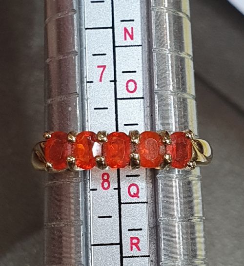 VINTAGE FIRE OPALS 9CT GOLD RING SIZE P 12 - ADDITIONAL PHOTO 5