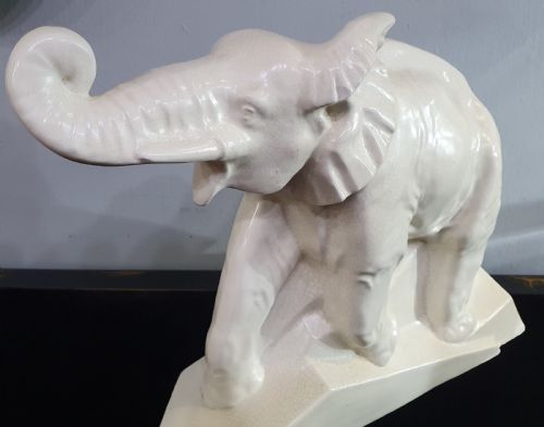FRENCH ART DECO CRAQUELE ELEPHANT C1930 - ADDITIONAL PHOTO 2