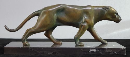FRENCH ART DECO STROWLING PANTHER SCULPTURE C1930 - ADDITIONAL PHOTO 4