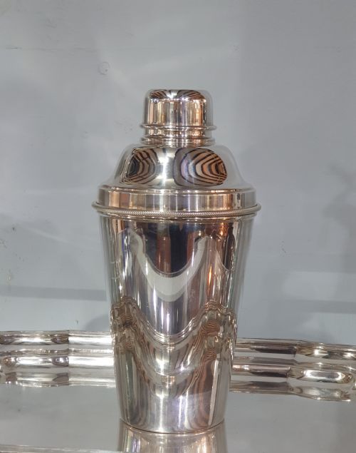 rare art deco silver plated cocktail shaker james dixon sons for dunhill c1930 - CATEGORY: ANTIQUE SILVER - DATED 1930