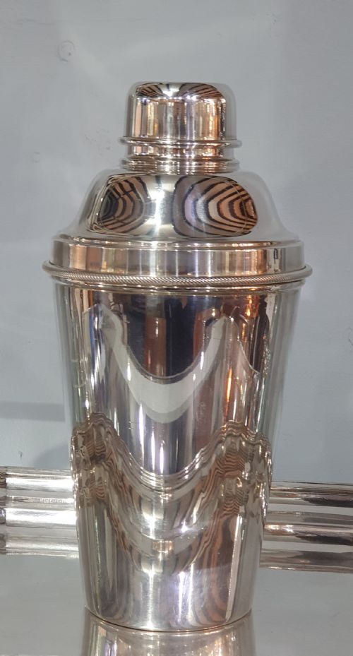 RARE ART DECO SILVER PLATED COCKTAIL SHAKER JAMES DIXON SONS FOR DUNHILL C1930 - ADDITIONAL PHOTO 4