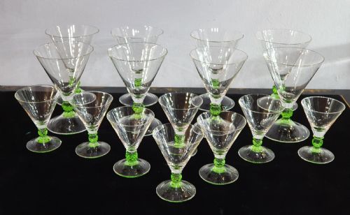 Art Deco Martini & Aperitif Drinking Glasses Set C.1930