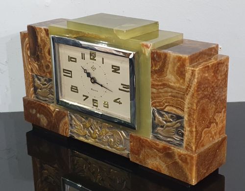 DEP FRENCH ART DECO 8DAY MANTLE CLOCK C1930 - ADDITIONAL PHOTO 3