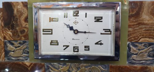 DEP FRENCH ART DECO 8DAY MANTLE CLOCK C1930 - ADDITIONAL PHOTO 1