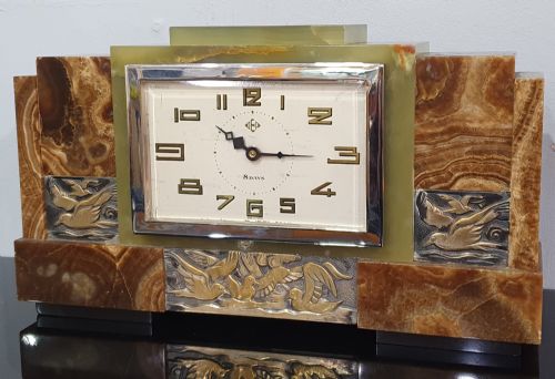 DEP FRENCH ART DECO 8DAY MANTLE CLOCK C1930 - ADDITIONAL PHOTO 2