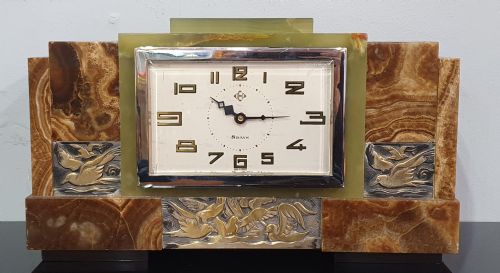 dep french art deco 8day mantle clock c1930 - CATEGORY: ANTIQUE CLOCKS - DATED 1930