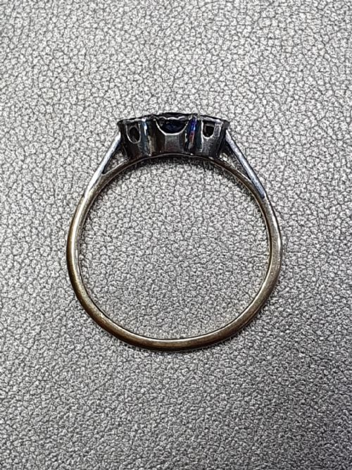 ART DECO SAPPHIRE OLD CUT DIAMOND PLATINUM SET 9CT GOLD RING SIZE L12 - ADDITIONAL PHOTO 8