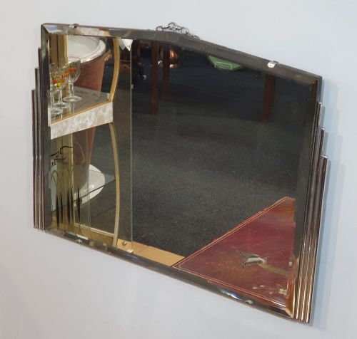 ART DECO CHROME MIRROR WITH ODEON STYLE SIDE PANELS C1930 - ADDITIONAL PHOTO 1