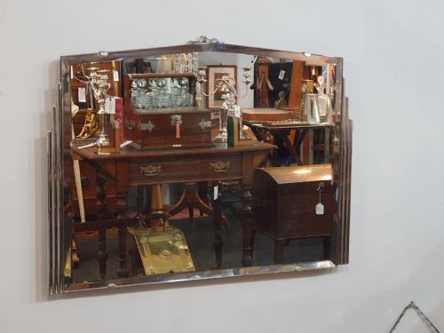 ART DECO CHROME MIRROR WITH ODEON STYLE SIDE PANELS C1930 - ADDITIONAL PHOTO 3