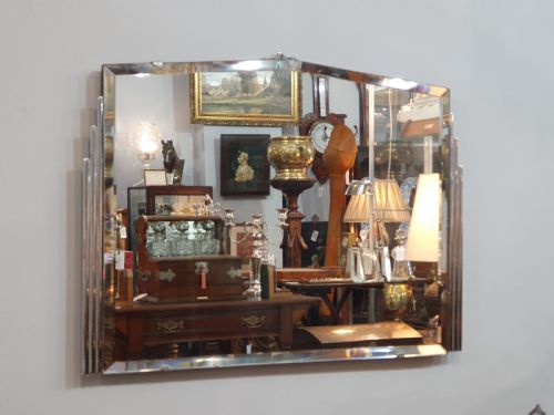 ART DECO CHROME MIRROR WITH ODEON STYLE SIDE PANELS C1930 - ADDITIONAL PHOTO 4