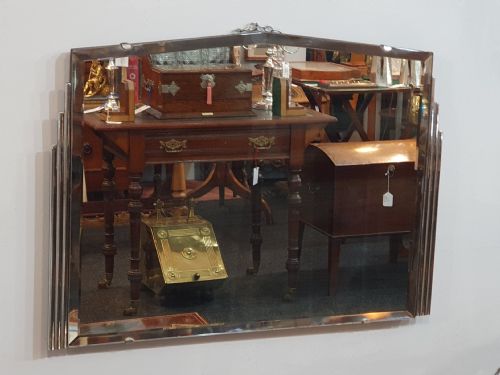 ART DECO CHROME MIRROR WITH ODEON STYLE SIDE PANELS C1930 - ADDITIONAL PHOTO 5