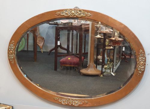 ARTS CRAFTS OVAL COPPER MIRROR C1910 - ADDITIONAL PHOTO 1