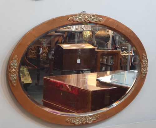 ARTS CRAFTS OVAL COPPER MIRROR C1910 - ADDITIONAL PHOTO 2