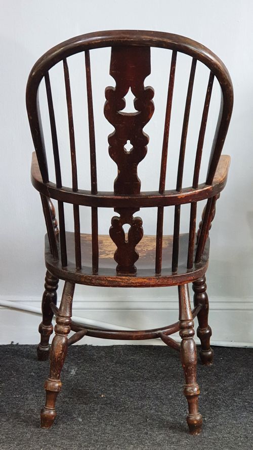 HIGH HOOP BACK ASH WINDSOR ARMCHAIR MID 19TH CENTURY - ADDITIONAL PHOTO 5