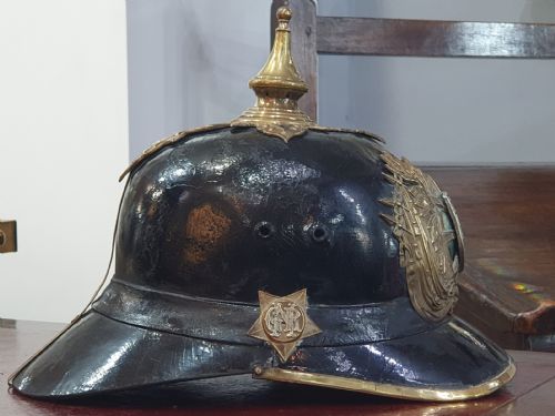 RARE WWI PERIOD PORTUGUESE NATIONAL GUARD PICKELHAUBE - ADDITIONAL PHOTO 7