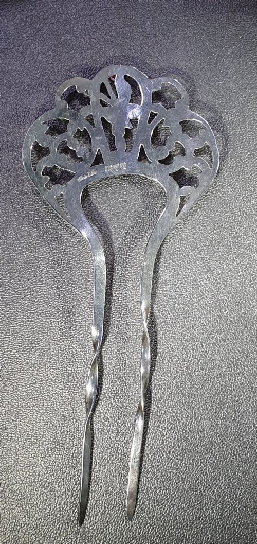 UNUSUAL EDWARDIAN STERLING SILVER HAIR COMB CHESTER 1905 - ADDITIONAL PHOTO 6