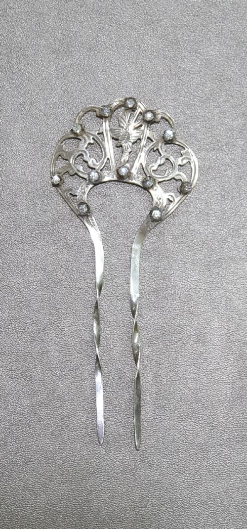 UNUSUAL EDWARDIAN STERLING SILVER HAIR COMB CHESTER 1905 - ADDITIONAL PHOTO 1