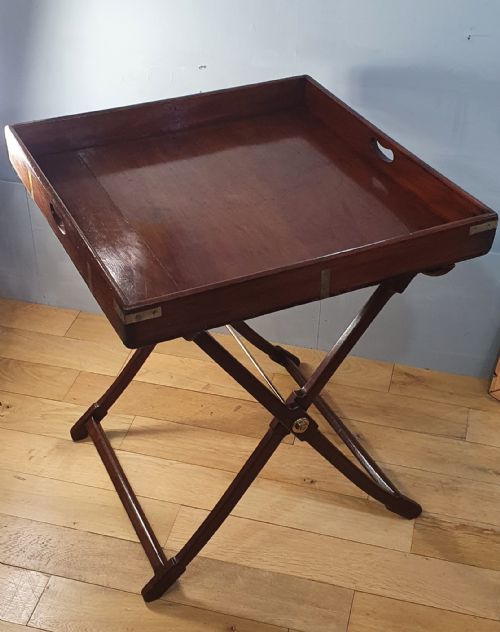MAHOGANY CAMPAIGN BUTLER'S TRAY 19TH CENTURY - ADDITIONAL PHOTO 5