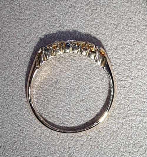 EDWARDIAN 033CT SAPPHIRE DIAMOND 5 STONE 18CT GOLD RING SIZE P - ADDITIONAL PHOTO 12