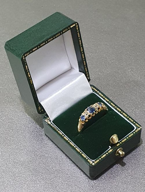 EDWARDIAN 033CT SAPPHIRE DIAMOND 5 STONE 18CT GOLD RING SIZE P - ADDITIONAL PHOTO 13
