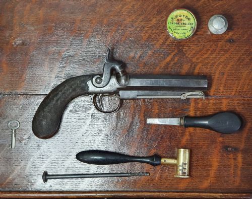 FINE QUALITY LATER BOXED PERCUSSION 32 BORE BELT PISTOL MID 19TH CENTURY - ADDITIONAL PHOTO 11