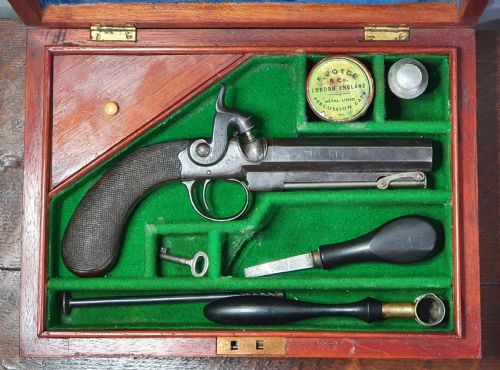 FINE QUALITY LATER BOXED PERCUSSION 32 BORE BELT PISTOL MID 19TH CENTURY - ADDITIONAL PHOTO 12