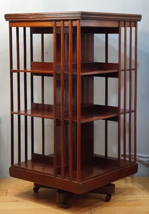 late victorian revolving mahogany bookcase - CATEGORY: ANTIQUE BOOKCASES - DATED VICTORIAN