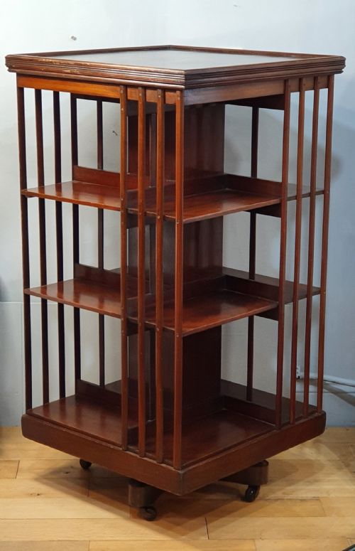 LATE VICTORIAN REVOLVING MAHOGANY BOOKCASE - ADDITIONAL PHOTO 2
