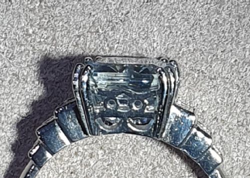 ART DECO EMERALD CUT 3CT AQUAMARINE DIAMOND SHOULDERS PLATINUM RING 4000 - ADDITIONAL PHOTO 9