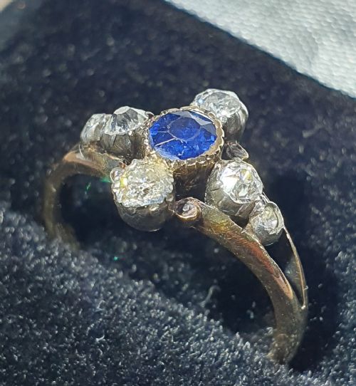 ART DECO DIAMOND SAPPHIRE RING 18CT GOLD SIZE L12 - ADDITIONAL PHOTO 5
