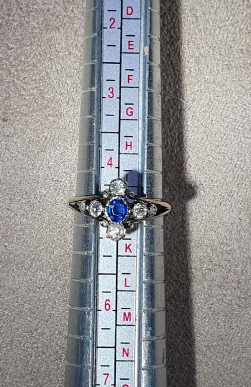 ART DECO DIAMOND SAPPHIRE RING 18CT GOLD SIZE L12 - ADDITIONAL PHOTO 7