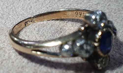 ART DECO DIAMOND SAPPHIRE RING 18CT GOLD SIZE L12 - ADDITIONAL PHOTO 8