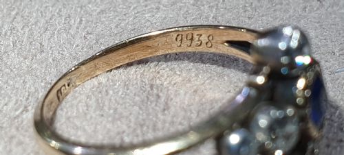 ART DECO DIAMOND SAPPHIRE RING 18CT GOLD SIZE L12 - ADDITIONAL PHOTO 9