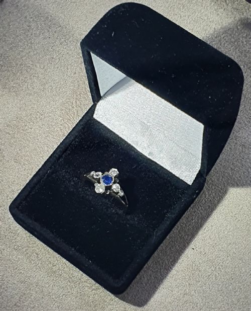 ART DECO DIAMOND SAPPHIRE RING 18CT GOLD SIZE L12 - ADDITIONAL PHOTO 10