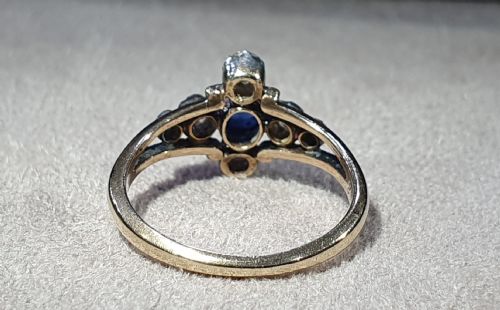 ART DECO DIAMOND SAPPHIRE RING 18CT GOLD SIZE L12 - ADDITIONAL PHOTO 12