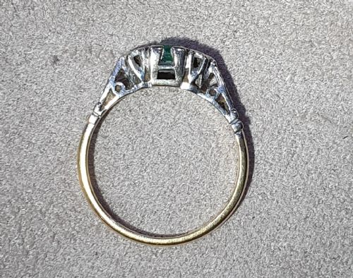 ART DECO EMERALD DIAMOND 18CT PLATINUM RING SIZE O12 - ADDITIONAL PHOTO 8