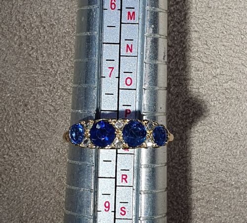 EDWARDIAN ROSE CUT DIAMOND SAPPHIRE 18CT GOLD RING SIZE Q - ADDITIONAL PHOTO 8
