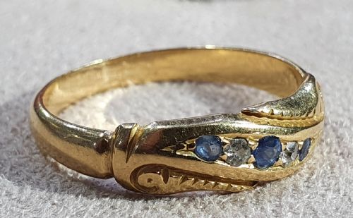 EDWARDIAN DIAMOND SAPPHIRE GOLD RING SIZE P12 - ADDITIONAL PHOTO 9
