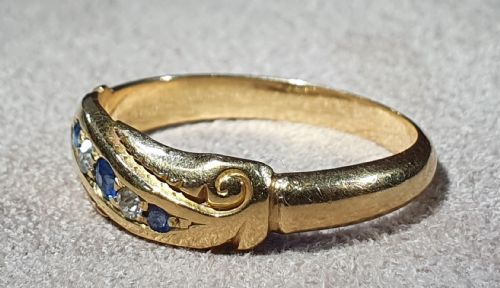 EDWARDIAN DIAMOND SAPPHIRE GOLD RING SIZE P12 - ADDITIONAL PHOTO 11