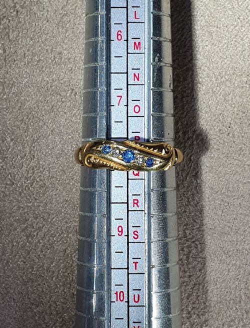 EDWARDIAN DIAMOND SAPPHIRE GOLD RING SIZE P12 - ADDITIONAL PHOTO 12