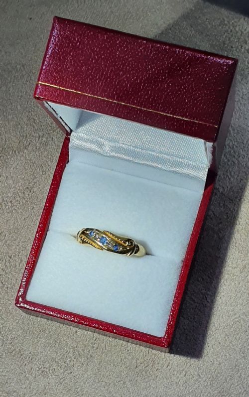 EDWARDIAN DIAMOND SAPPHIRE GOLD RING SIZE P12 - ADDITIONAL PHOTO 13