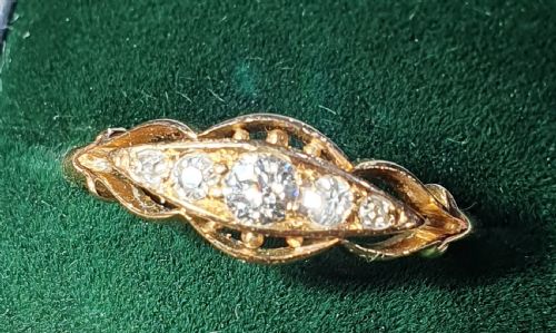 EDWARDIAN ROSE CUT 5 DIAMOND 18CT GOLD RING CHESTER HALLMARK SIZE M - ADDITIONAL PHOTO 1