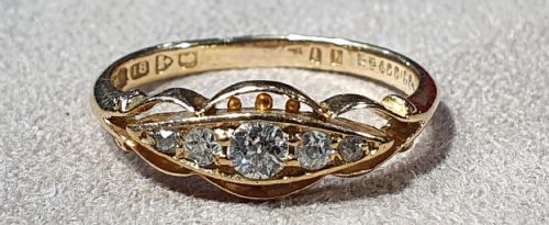 edwardian rose cut 5 diamond 18ct gold ring chester hallmark size m - CATEGORY: ANTIQUE JEWELLERY - DATED EDWARDIAN
