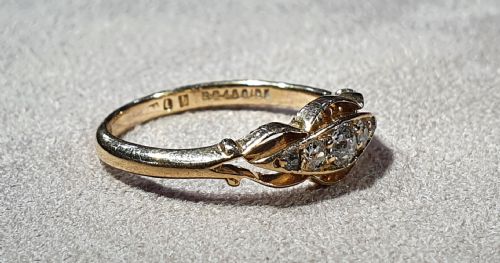 EDWARDIAN ROSE CUT 5 DIAMOND 18CT GOLD RING CHESTER HALLMARK SIZE M - ADDITIONAL PHOTO 5